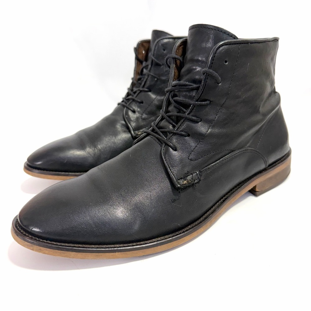 Aldo Men’s Black Leather Lace Up Ankle Boots 13 / 46 Round Toe